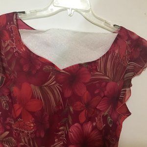 Women's Sweet Heart Neck Line Dress,  Reds and Hot Pinks, Size 16